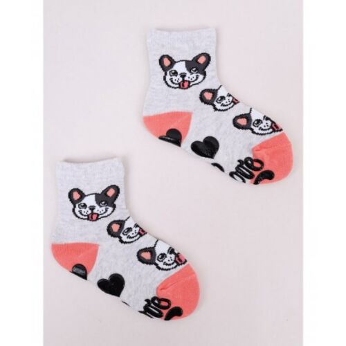 Yoclub ABS csúszásgátlós zokni 20/22 - szürke/francia bulldog 119845557