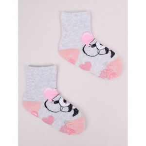 Yoclub ABS csúszásgátlós zokni 20/22 - szürke/rózsaszín/panda 119845561 - Yoclub