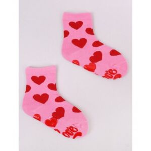 Yoclub ABS csúszásgátlós zokni 23/26 - rózsaszín/piros szívek 119845568 - Yoclub