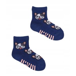 Yoclub ABS csúszásgátlós zokni 20/22 - sötétkék/francia bulldog 119845595 - Yoclub