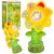 Seven Color Flower Bubble Machine, yellow flower shaped bubble blower with green stem and base, packaging with product image and description