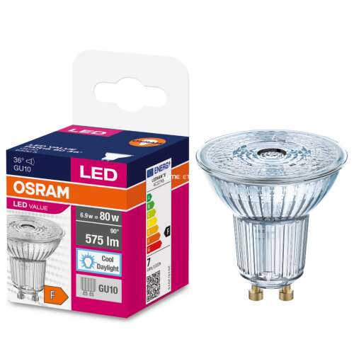 Osram GU10 LED bulb 6.9W 575lm 6500K daylight, 80W equivalent, with packaging