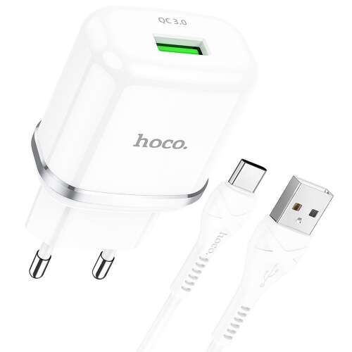 Sieťová hraknobíjačka Hoco N3 s kablom typu C USB 3A QC3.0 biela