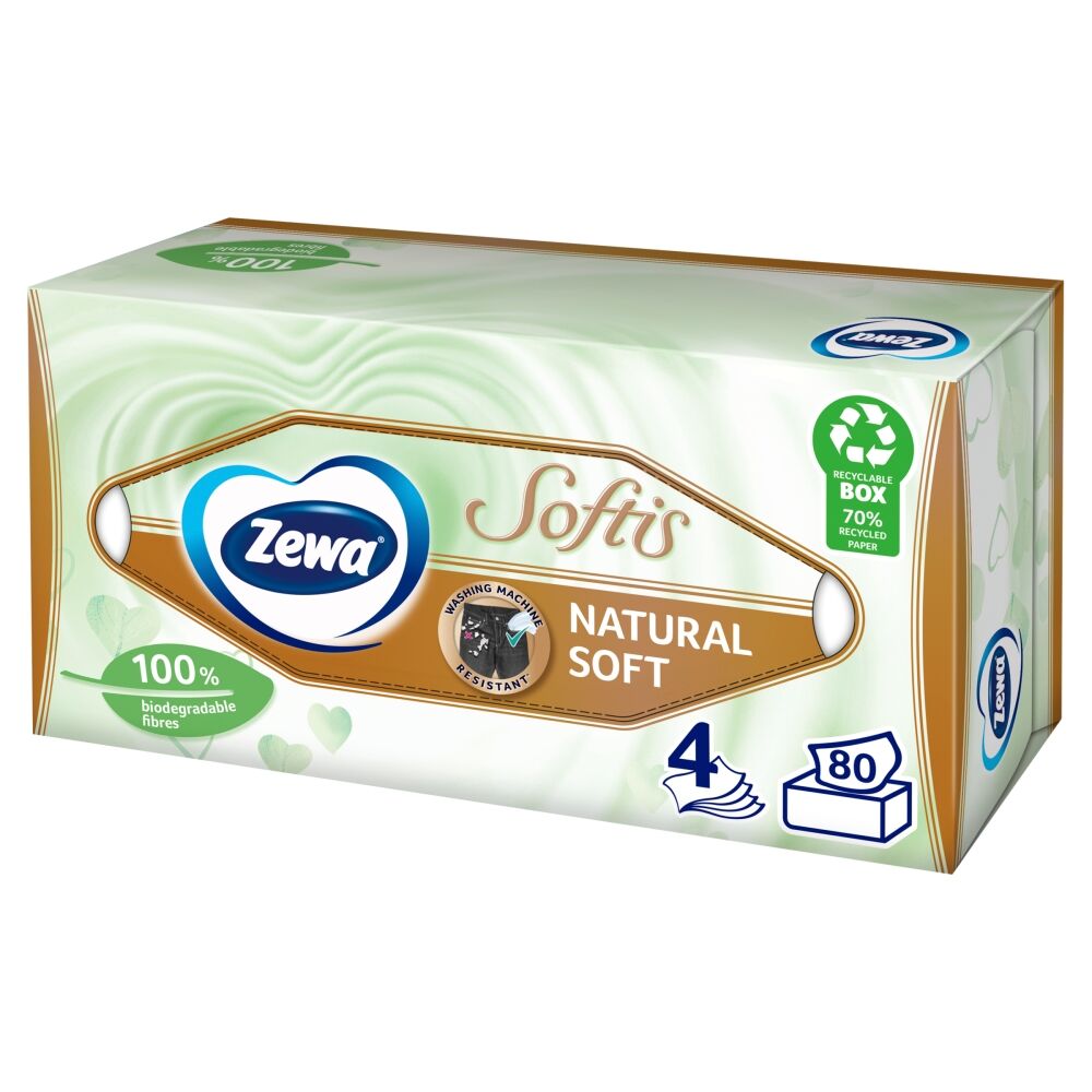 Zewa Softis Natural Soft illatmentes 4 rétegű dobozos Papír zsebk...