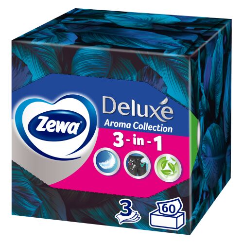 Zewa Deluxe Aroma Collection 3 v 1 Vreckovky na tvár s vôňou ruží, 60 kusov