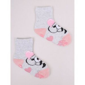 Yoclub ABS csúszásgátlós zokni 17/19 - szürke/rózsaszín/panda 119865551 - Yoclub