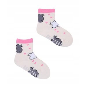 Yoclub ABS csúszásgátlós zokni 20/22 - krém/cicák 119865620 - Yoclub