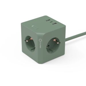 Allocacoc MagnetDock куб за захранване с 4 гнезда и 3 USB порта, зелен цвят - Дистрибутор