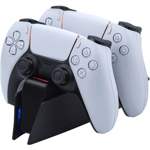 goBERA DualSense PS5 kontroller töltőállomás, fekete, két kontroller egyidejű töltése