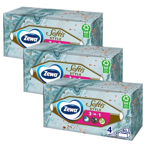 Zewa Softis Style 4-ply facial tissues, 3 boxes