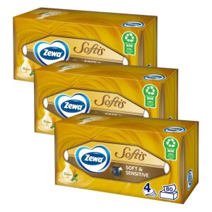 Zewa Softis Soft & Sensitive papirnate maramice, pakiranje od 3 komada - Papirnata konfekcija