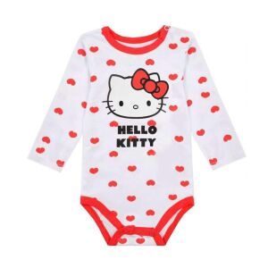 Body bebeluși Hello Kitty, 3-6 luni, mânecă lungă, inimioare roșii - Hello Kitty