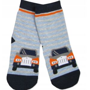 Yoclub pamut zokni 17/19 - sötétkék/csíkos/kisautó 119888206 - Yoclub
