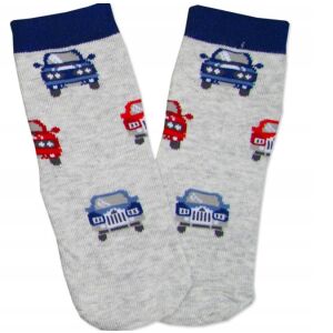 Yoclub pamut zokni 17/19 - szürke/sötétkék/autók 119888207 - Yoclub