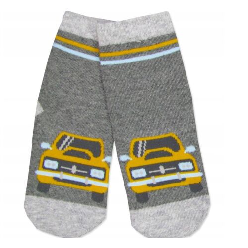 Yoclub pamut zokni 17/19 - szürke/sárga kisautó 119888211