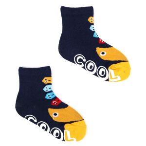 Yoclub ABS csúszásgátlós zokni 17/19 - sötétkék/sárga 119888223 - Yoclub