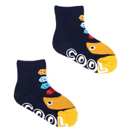 Yoclub ABS csúszásgátlós zokni 17/19 - sötétkék/sárga 119888223