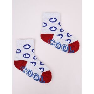 Yoclub ABS csúszásgátlós zokni 20/22 - szürke/kék &amp;#34;like&amp;#34; mintával 119888228 - Yoclub