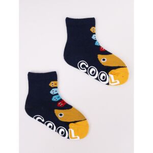 Yoclub ABS csúszásgátlós zokni 20/22 - sötétkék/sárga 119888233 - Yoclub