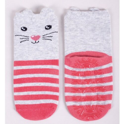 Yoclub ABS csúszásgátlós zokni 17/19 - csíkos/cica 119888277