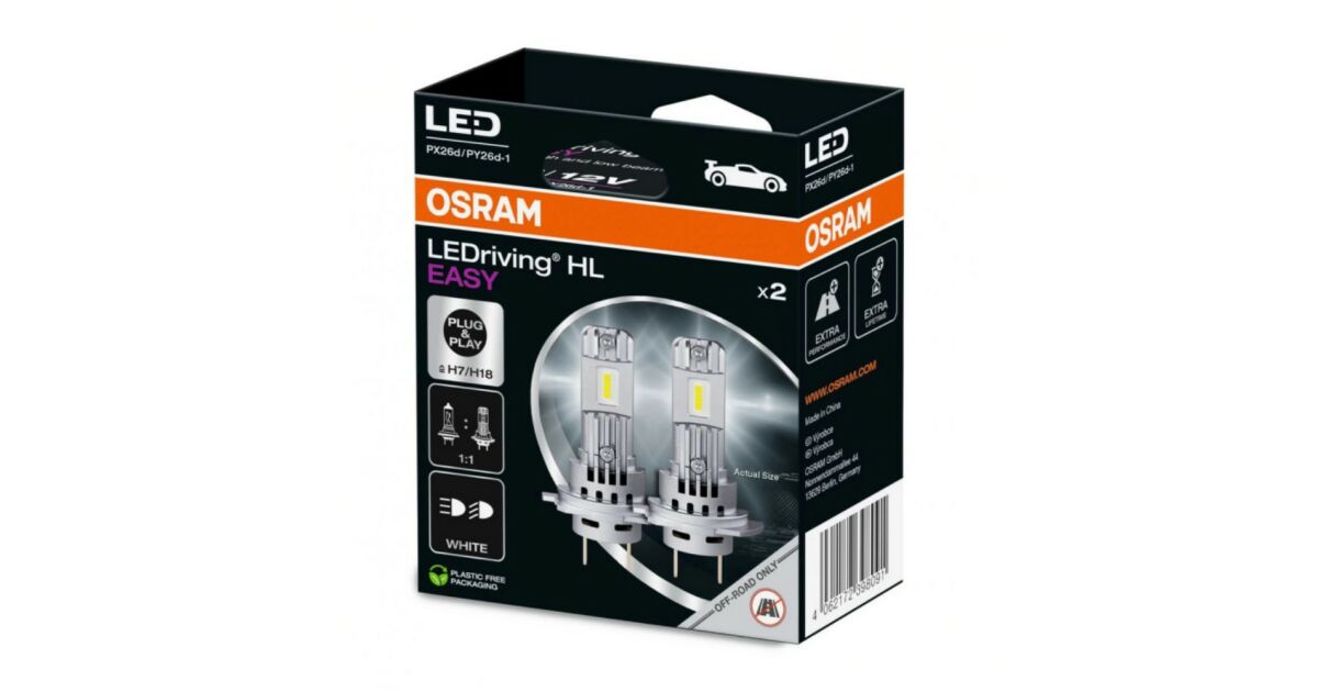 Osram LEDriving HL Easy H7 / H18 12V 16W fényszóró LED - 64210DWESY-2HB ...