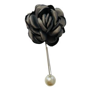 Martisor tip brosa, Trandafir textil lung, cu perla - Krista 119889378 - Bijuterii pentru femei