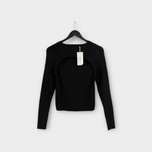 Cropp fekete bordázott kivágott pulóver vállfán - Női pulóver