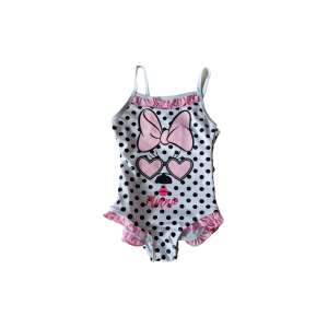 Disney Minnie Mouse Gyerek Fürdőruha, 8 Év, Fehér Fekete Pöttyös Rózsaszín Masnival - Baba & Gyerek divat