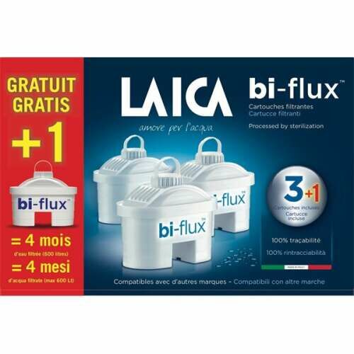 Verpackung beschädigt - Laica F4S 3+1 Stück Bi-Flux Universal Wasserfilterpatrone 119909622