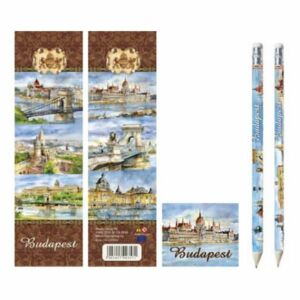 Budapest ajándékkészlet: Könyvjelző, radír és 2 grafitceruza budapesti látképekkel - Grafitceruza