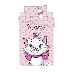 Disney Marie Merci gyerek ágyneműhuzat szett, rózsaszín pöttyös paplan- és párnahuzat - Jerry Fabrics