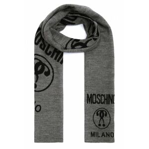Gyapjúkeverék sál kontrasztos logómintával 170 x 28 cm Szürke | Fekete 119913339 - Férfi sál