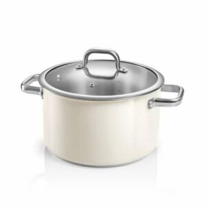 Tescoma DELIGHT 6.0L Stock Pot with Lid, 24cm, Cream - Pot