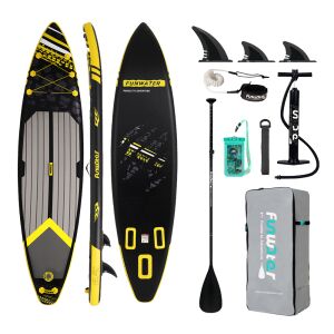 Funwater nafukovací paddleboard s príslušenstvom, čierna a žltá, 350x84x15 cm - SUP a paddleboard