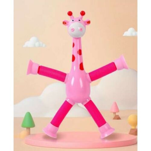 Ružová Teleskopická Žirafa Hračka s Prísavkami
