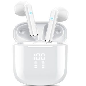 OYIB vezeték nélküli fejhallgató, Bluetooth 5.3 fejhallgató 4 mikrofonnal ENC Clear Call, Bluetooth fejhallgató érintésvezérlés 25 órás sztereó hangzás LED tápellátással, fejhallgatóval