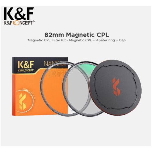 K&F Concept 82mm Kit filtru CPL magnetic cu inel adaptor și capac