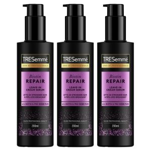 TRESemmé Biotin Repair Leave-In Cream Serum 3x200ml, strengthens hair and reduces breakage - TRESemmé
