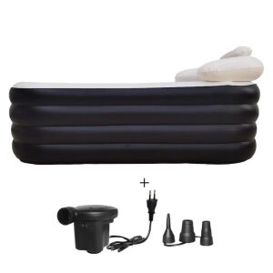 Prémium felfújható kád gyerekeknek, felnőtteknek, családoknak, SPA kezelési szerepkör, elektromos pumpával és tartozékokkal, 152 cm x 82 cm x 50 cm, fekete
