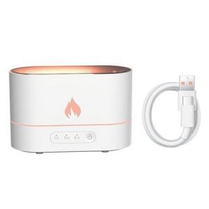 Lángoló kandalló típusú légpárásító, 4,5 W, 250 ml, USB-C töltőkábel, aromaterápiás funkció, fehér