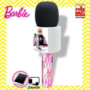 Караоке микрофон Barbie с Bluetooth, розов и бял, с картинка на Барби отстрани - Свирене на музикален инструмент