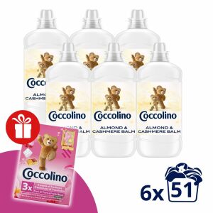 Coccolino Sensitive Almond płyn do płukania tkanin 6-pak z darmową saszetką zapachową - Detergent