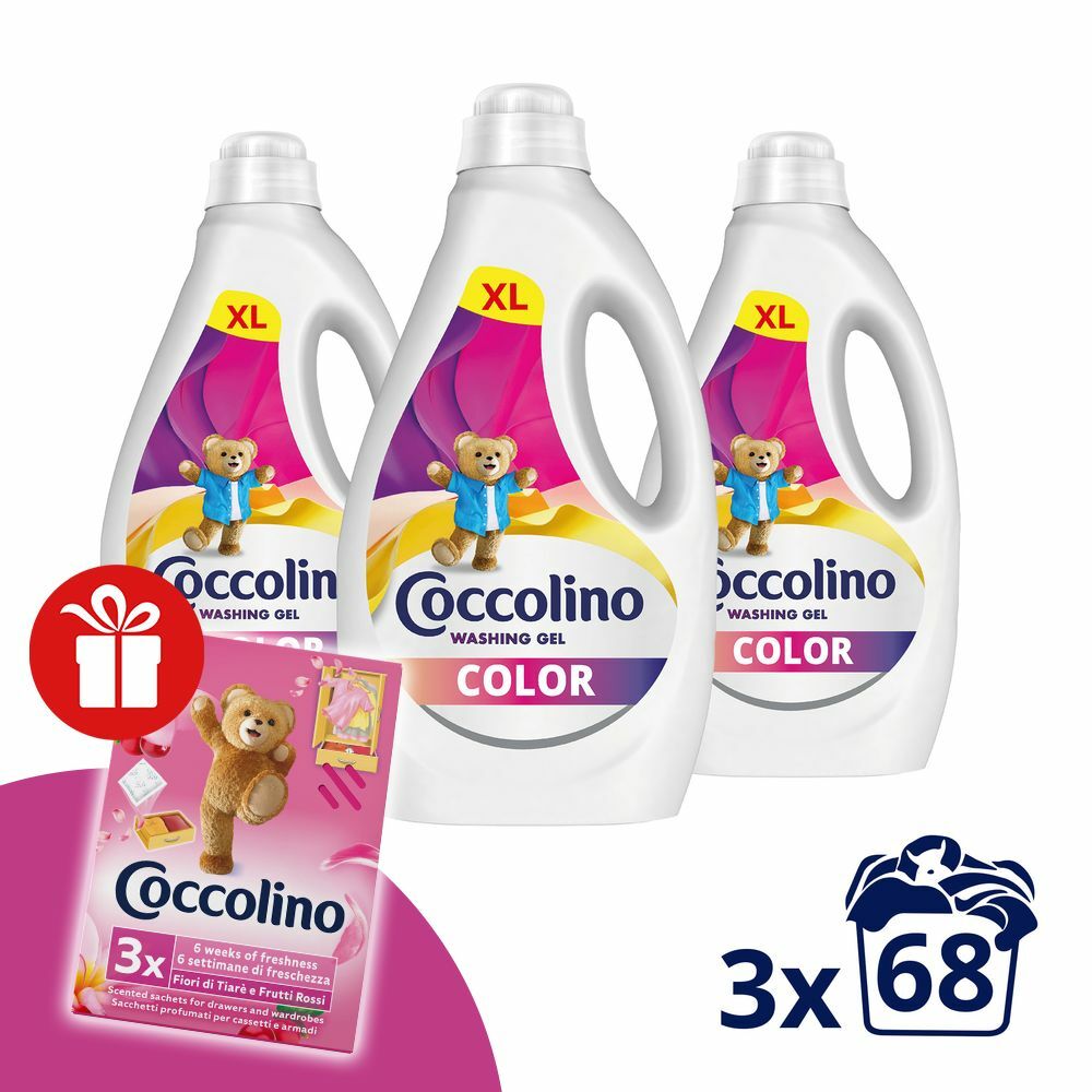 Coccolino Color folyékony Mosógél 3x2,72L - 204 mosás + Ajándék C...