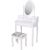 Italform white dressing table with stool and oval mirror, angled view