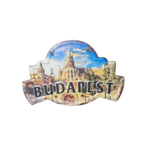 Vintage Dekor Fémtábla, dombornyomott, 'Budapest' felirat, retro hangulatú kialakítás, Halászbástya minta, felakasztható 20x30cm 120009398 - Fémtábla