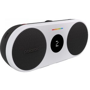 Polaroid P2 tragbarer Bluetooth-Lautsprecher, weiß, schräger Blickwinkel - Polaroid