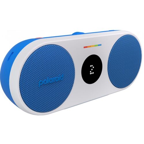 Difuzor Bluetooth Polaroid P2, portabil, albastru, alb, compact, wireless, audio, muzică