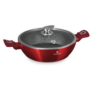 Blaumann BL-3984 28 cm-es vörös alacsony lábas fedővel, tapadásmentes, gránit bevonattal - Blaumann
