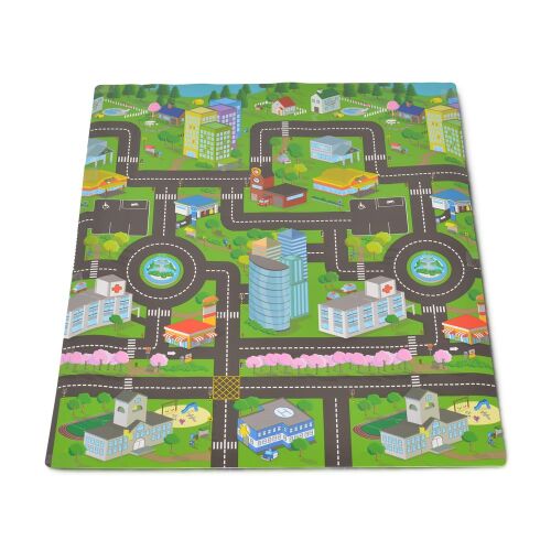 Moni Toys Városi Játszószőnyeg, 120x100cm,  EVA hab,  csúszásmentes,  könnyen tisztítható,  városi minta,  játékhoz autókhoz,  fejleszti a motoros készségeket,  a képzelőerőt és a kreativitást - Cangaroo