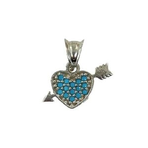 Pandantiv Jolie Silver inimă și săgeată cu pietre turcoaz - Pandantive damă